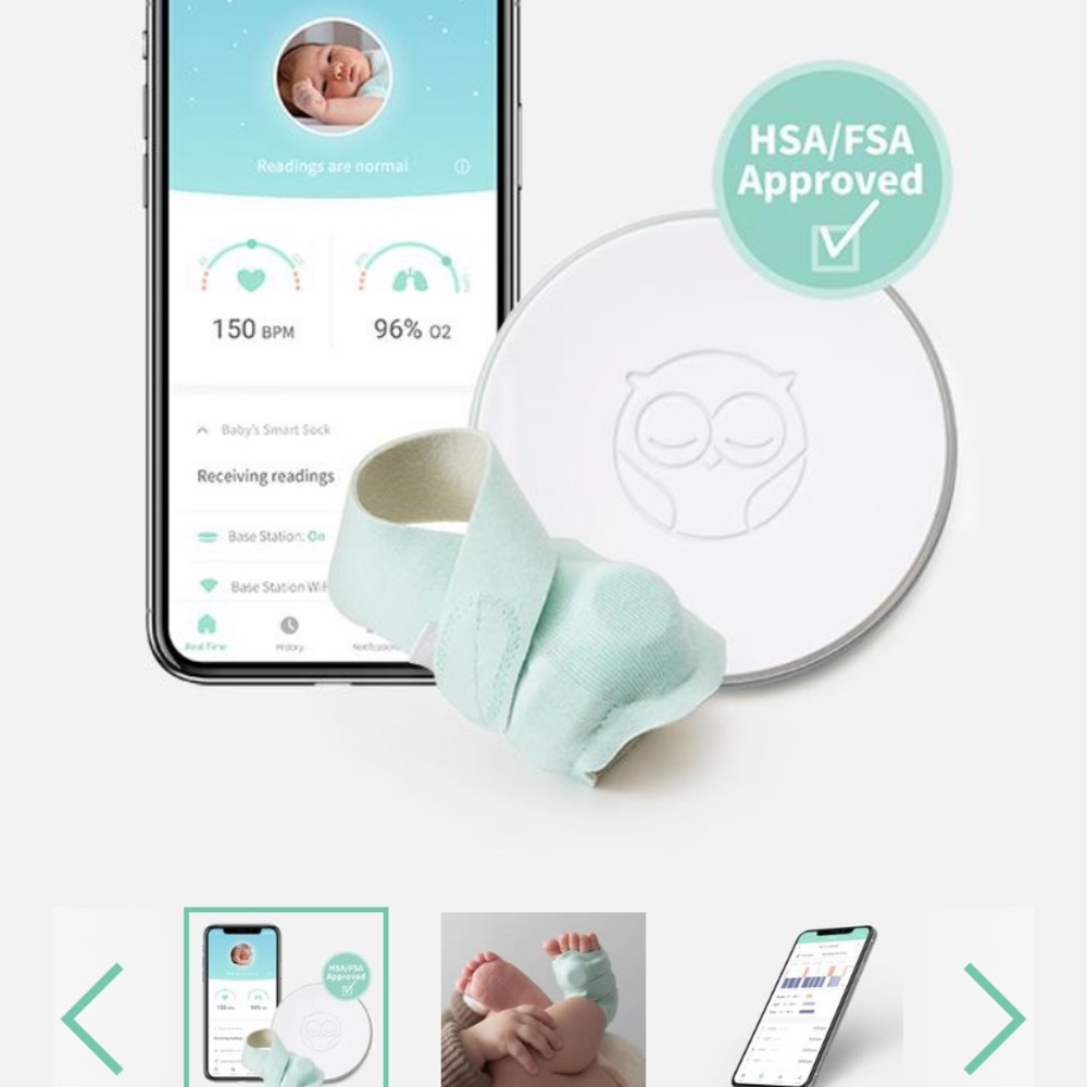 Owlet smart sock 2, mint color.